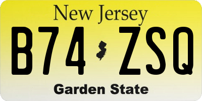 NJ license plate B74ZSQ