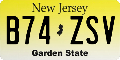 NJ license plate B74ZSV