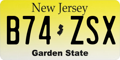 NJ license plate B74ZSX