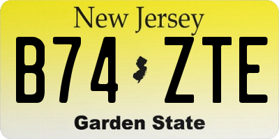 NJ license plate B74ZTE