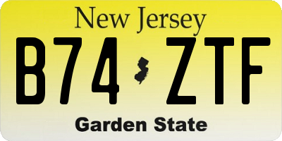 NJ license plate B74ZTF