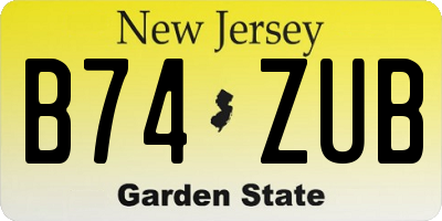 NJ license plate B74ZUB