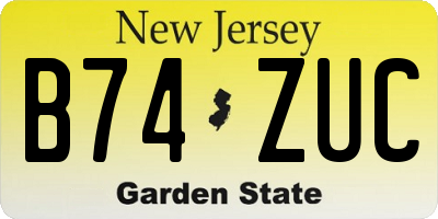 NJ license plate B74ZUC