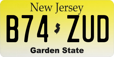 NJ license plate B74ZUD