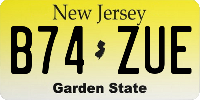 NJ license plate B74ZUE