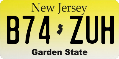 NJ license plate B74ZUH