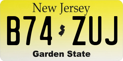 NJ license plate B74ZUJ
