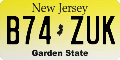 NJ license plate B74ZUK