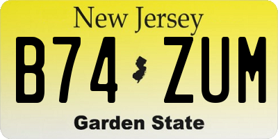 NJ license plate B74ZUM