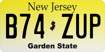 NJ license plate B74ZUP
