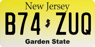 NJ license plate B74ZUQ