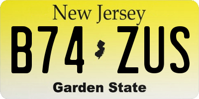 NJ license plate B74ZUS