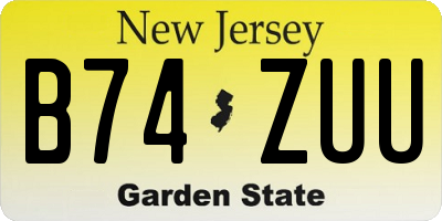 NJ license plate B74ZUU