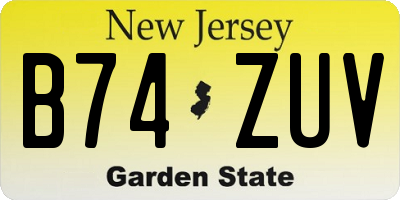 NJ license plate B74ZUV