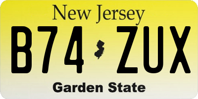 NJ license plate B74ZUX