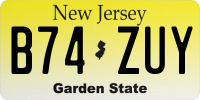 NJ license plate B74ZUY