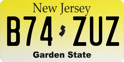 NJ license plate B74ZUZ