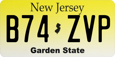 NJ license plate B74ZVP