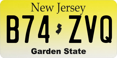 NJ license plate B74ZVQ