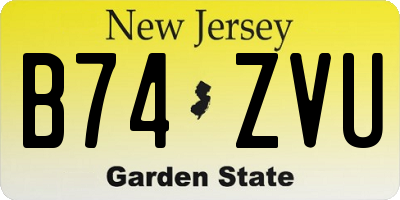 NJ license plate B74ZVU