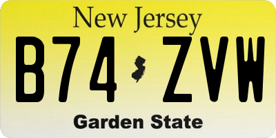 NJ license plate B74ZVW