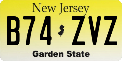 NJ license plate B74ZVZ