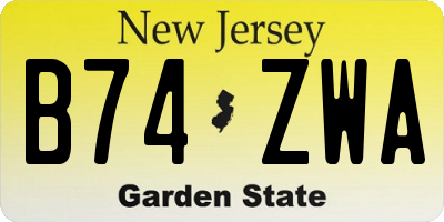 NJ license plate B74ZWA