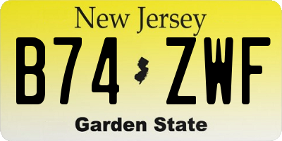 NJ license plate B74ZWF