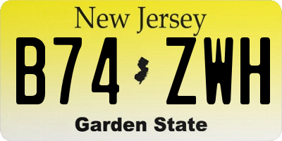 NJ license plate B74ZWH