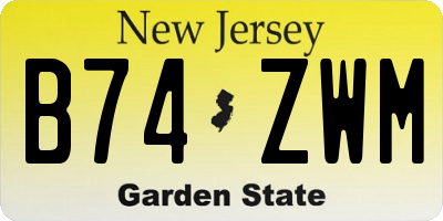 NJ license plate B74ZWM