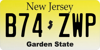 NJ license plate B74ZWP