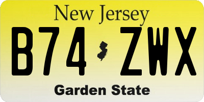NJ license plate B74ZWX