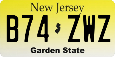 NJ license plate B74ZWZ