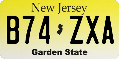 NJ license plate B74ZXA