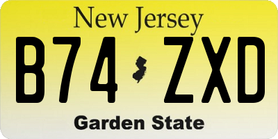 NJ license plate B74ZXD