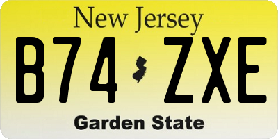 NJ license plate B74ZXE