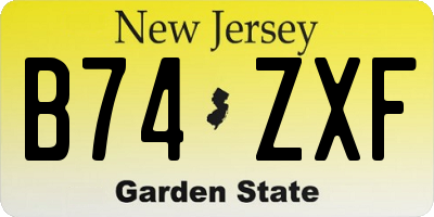 NJ license plate B74ZXF