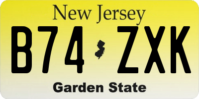 NJ license plate B74ZXK
