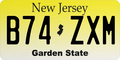 NJ license plate B74ZXM