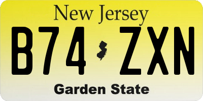 NJ license plate B74ZXN