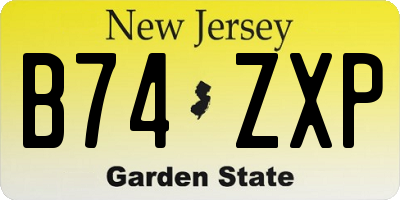 NJ license plate B74ZXP