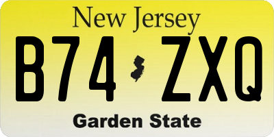 NJ license plate B74ZXQ