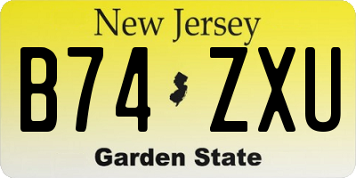 NJ license plate B74ZXU