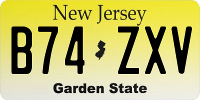 NJ license plate B74ZXV