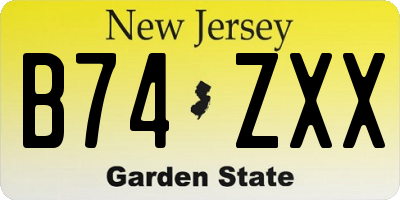 NJ license plate B74ZXX