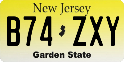 NJ license plate B74ZXY