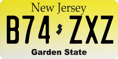 NJ license plate B74ZXZ