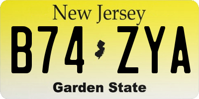 NJ license plate B74ZYA