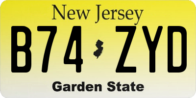 NJ license plate B74ZYD