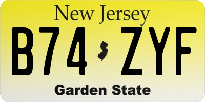 NJ license plate B74ZYF